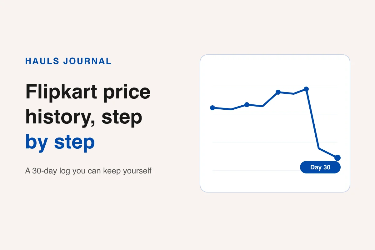 HAULS Journal illustration of a blue price line on a chart that rises, then drops on day 30, on a cream background
